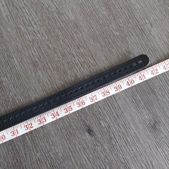 Black Perforated Leather Belt Medium/Large - Picture 4 of 6